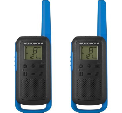 MO-B6P00811LDRW The perfect radio communication device for all outdoor activities. The Motorola T62 is a completely license-free walkie-talkie with plug charger and equipped with scan and vox functions.